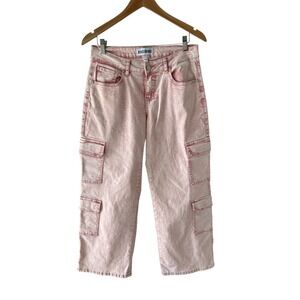 Disclosure Y2K Pink Acid Wash Cargo‎ Jeans Womens 9/29 Utility Streetwear